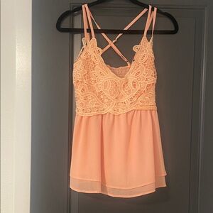 Peach Lace Women Top